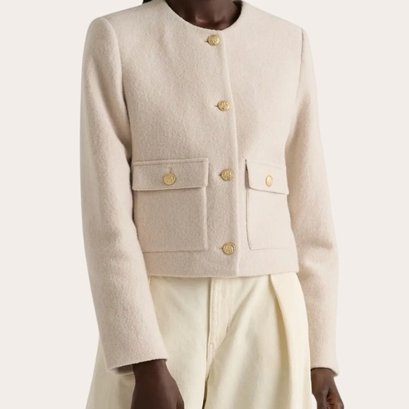 Abercrombie & Fitch Cream Gold Blazer Tweed Structured - Picture 2 of 2